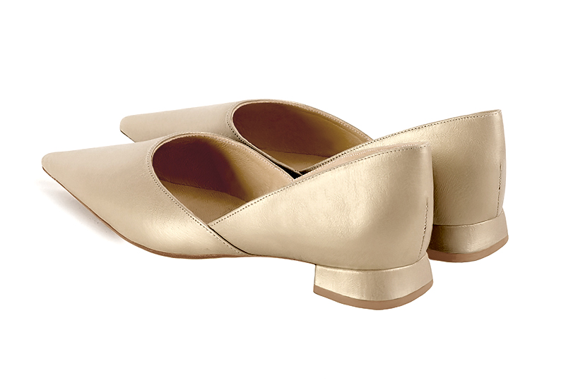 Gold women's open arch dress pumps.. Rear view - Florence KOOIJMAN